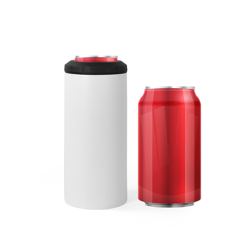 Custom Logo Powder Coating 16oz Stainless Steel Double Wall Insulated Vacuum 4 in 1 Can Cooler Speaker with dual lids