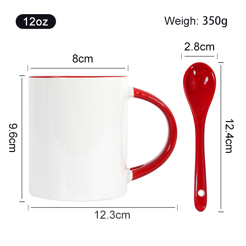 USA warehouse 11oz sublimation DIY supported blanks coffee milk tea ceramic mug with tea spoon