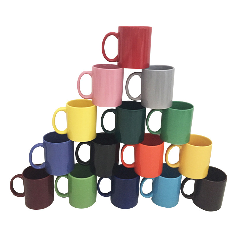 Factory Wholesale Custom Logo Package Cup 11oz Colored Straight Ceramic Mug High Quality Porcelain Ceramic Tea Coffee Mugs