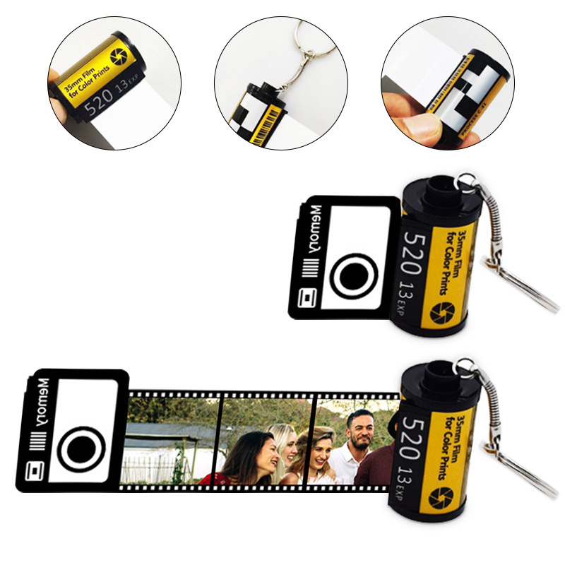 Personalized Film Keychain Anniversary Gifts Sub-transfer Photos Camera Film Roll Keychain  PET Acrylic Keychain