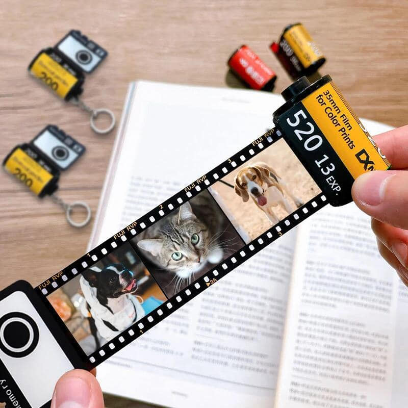 Personalized Film Keychain Anniversary Gifts Sub-transfer Photos Camera Film Roll Keychain  PET Acrylic Keychain