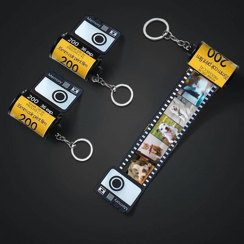 Personalized Film Keychain Anniversary Gifts Sub-transfer Photos Camera Film Roll Keychain  PET Acrylic Keychain