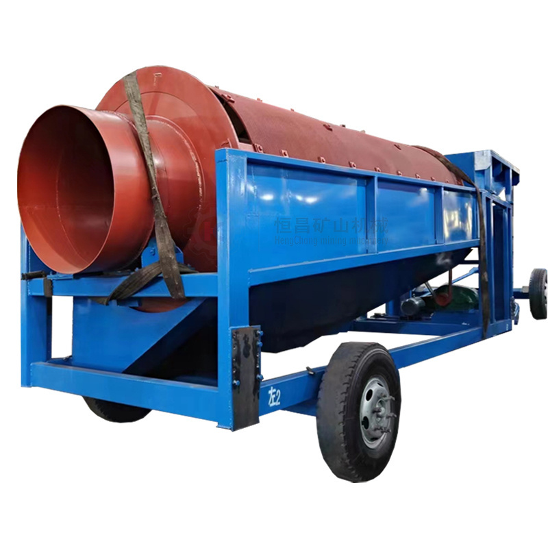 Top China Supplier Portable Gold Mining Washing Rotary Drum Trommel Screen with Sluice Box