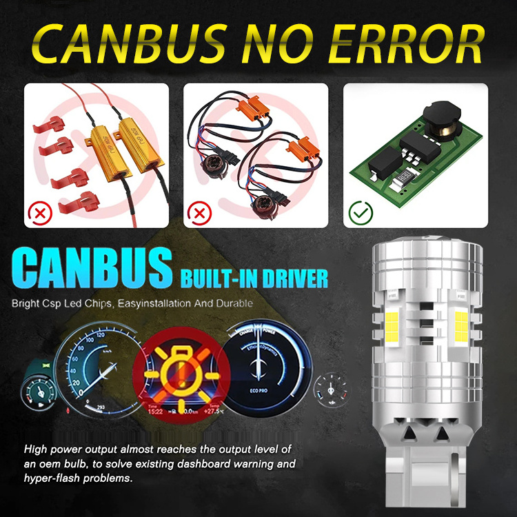 HCLIGHTS 12 volts canbus amber stop flash 30smd 3030 led 3157 7443 w21/5w 1156 1157 s25 t25 t20 auto bulbs