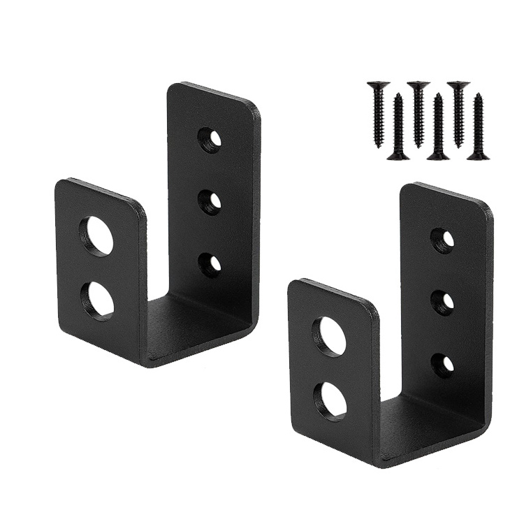 Heavy Duty Security Door Barricade Brackets Drop Open Bar Holder Steel U Bracket With Black Powder Coating