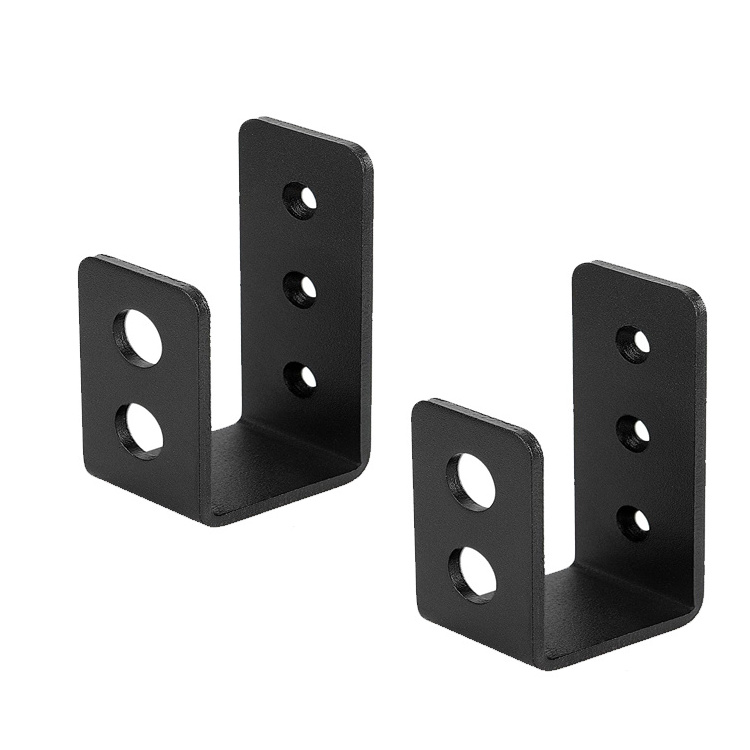 Heavy Duty Security Door Barricade Brackets Drop Open Bar Holder Steel U Bracket With Black Powder Coating