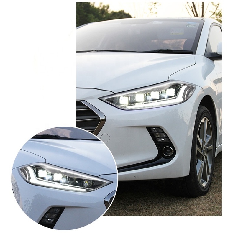 HCmotion Factory 6th Gen Avante Animation Blue DRL Head lights 4 LED Lens 2016 2017 2018 Headlamp For Hyundai Elantra