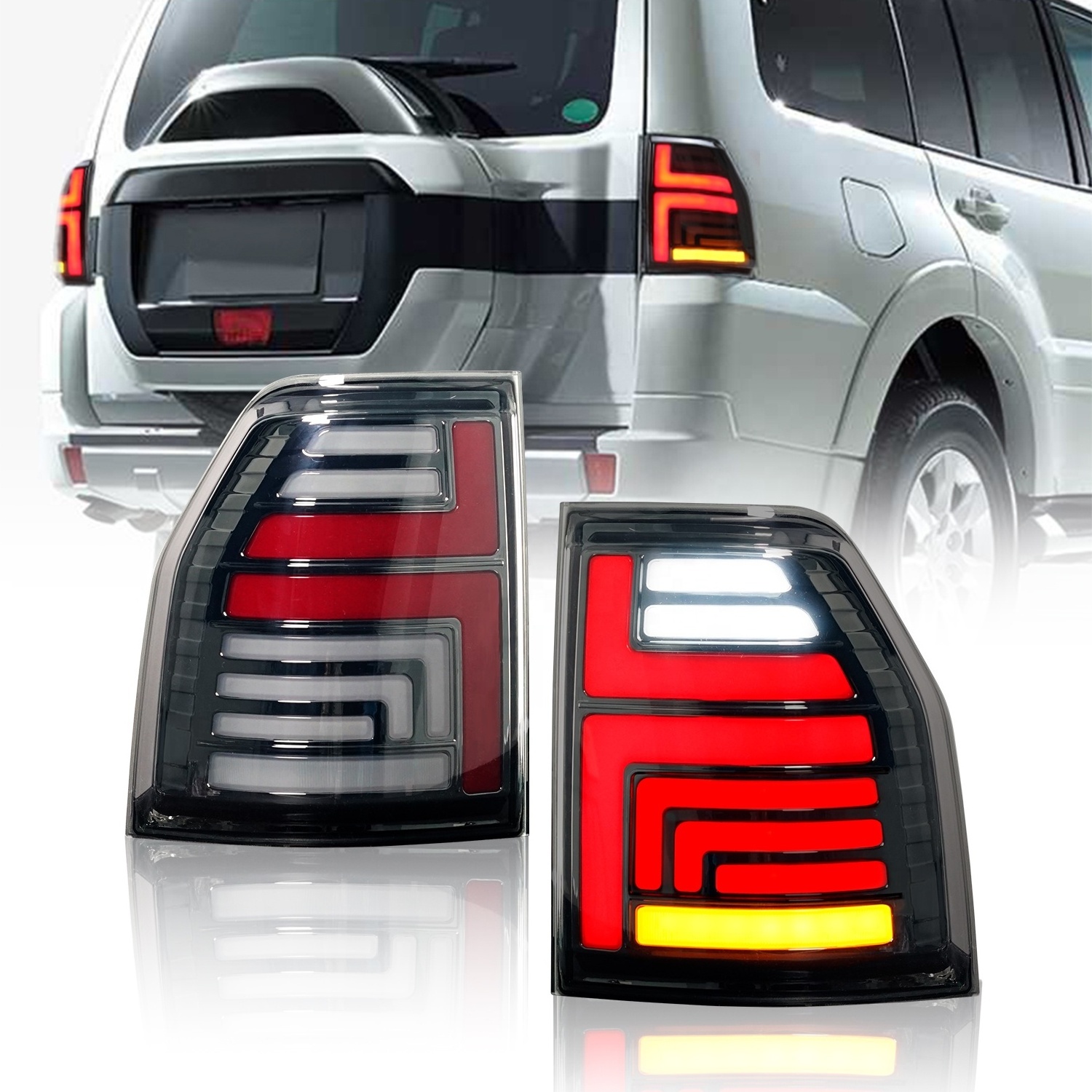 HCmotion Factory Animation DRL Shogun Montero V80 5 Door Back Rear Lights 2006-2021 LED Tail Lamp For Mitsubishi Pajero