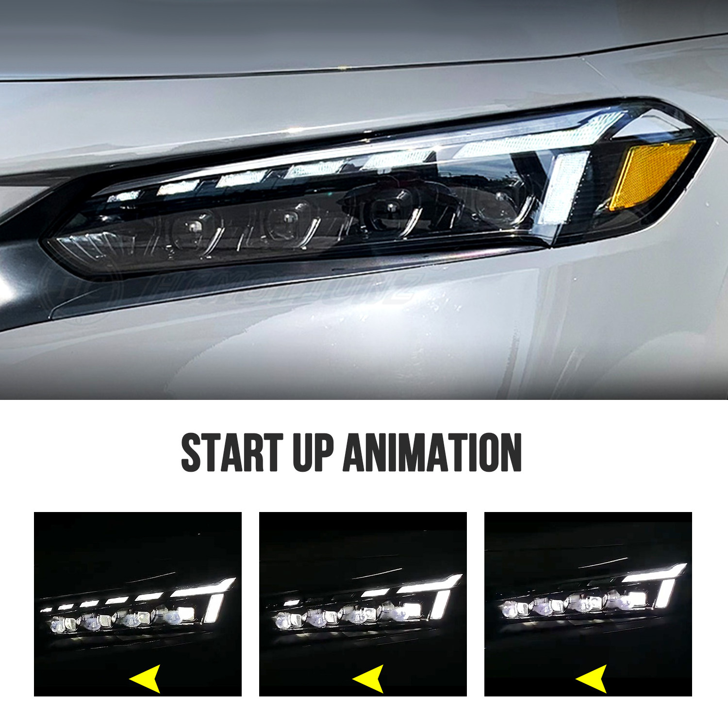 HCMOTIONZ Car Front Lamps Assembly 2022-2023 Start Up Animation DRL LED Headlights for Honda Civic 11th Gen