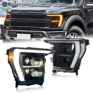 HCMOTIONZ Car Front Lamps Assembly 2021-2024 F-150 Yellow White DRL Start UP Animation LED Headlights for Ford F150