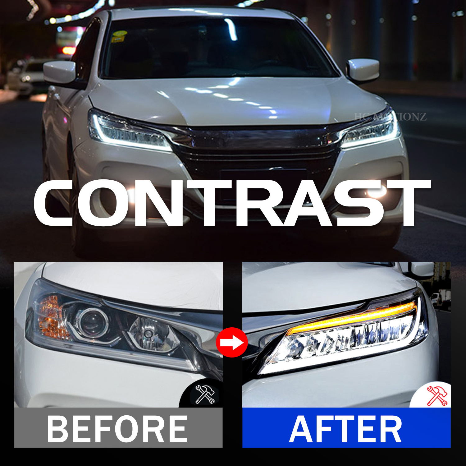 HCMOTIONZ Factory manufacturer 9th Gen front lamp Sedan Assembly 2013 2014 2015 2016 2017 Full LED Headlights For Honda Accord