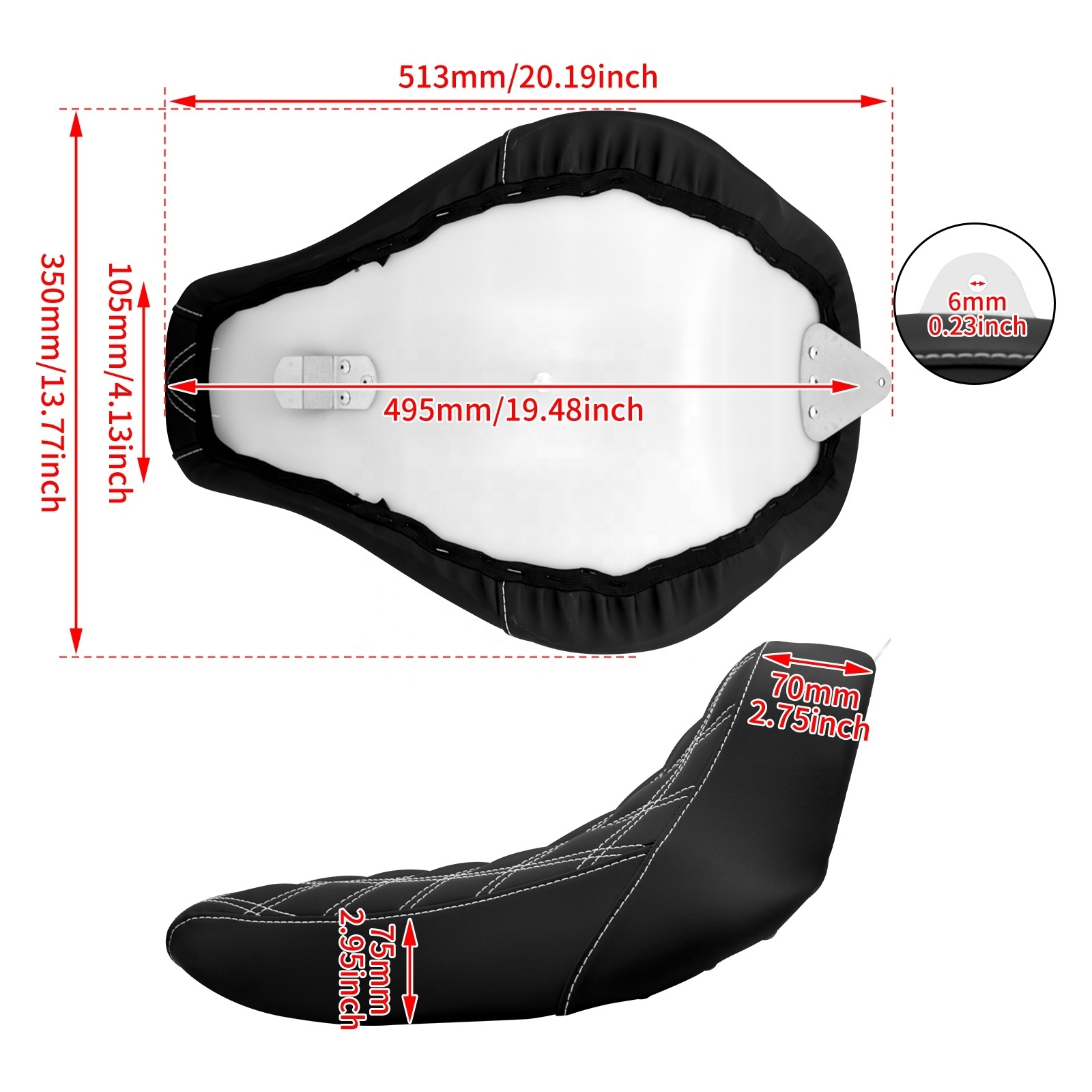 Motorcycle Driver Low Profile Solo Seat Diamond Cushion For Harley Softail Fatboy Breakout FLSTF FXBRS 2018-2021 2022 2023 Black