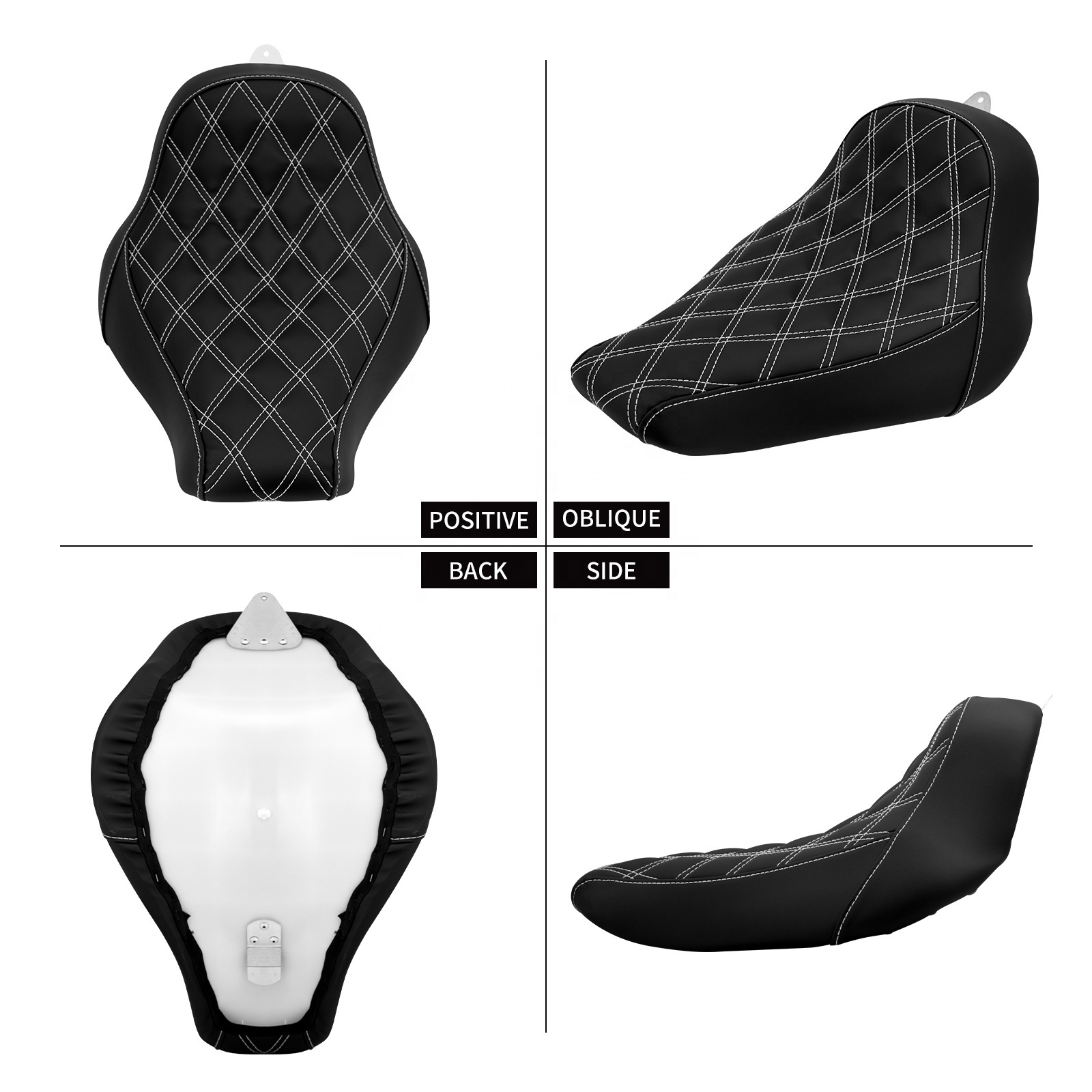 Motorcycle Driver Low Profile Solo Seat Diamond Cushion For Harley Softail Fatboy Breakout FLSTF FXBRS 2018-2021 2022 2023 Black