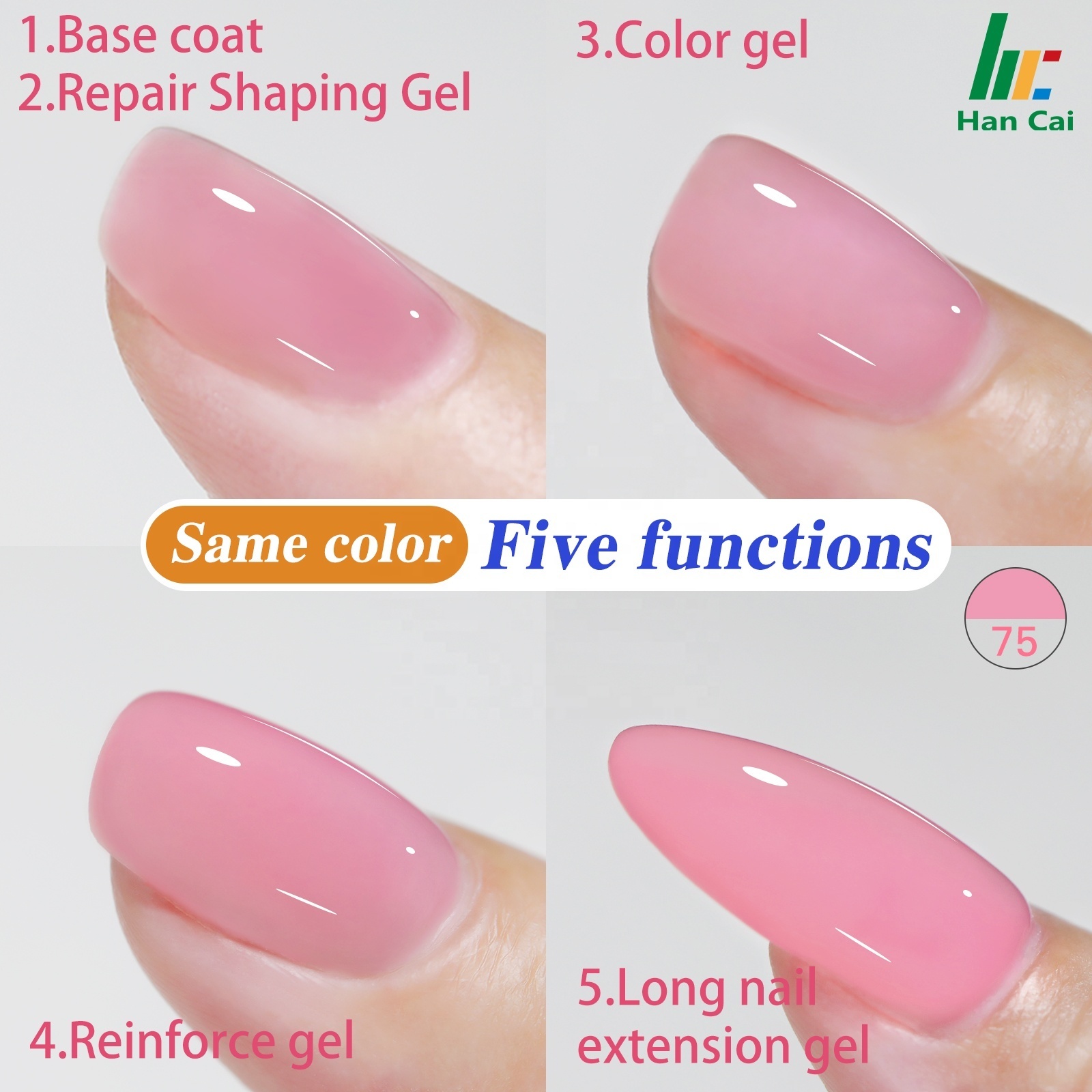 HEMA Free Clear 5 In 1 Gel Polish Buildering Rubber Base Reinforce Repair Strengthening Extension Gel Nail Polish