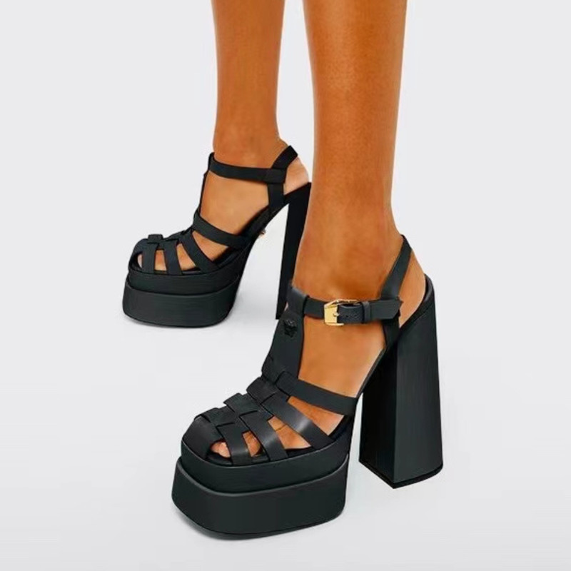 BUSY GIRL QT1001 2022 Summer new women buckles roman thick high platform heels sandals high heels shoes for women