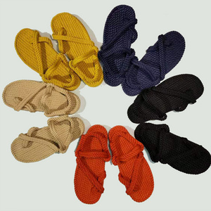 BUSY GIRL JH3005 Rope Sandals Summer Beach High Quality Women Shoes Nylon Handmade Weaving Large Size Rope Sandals