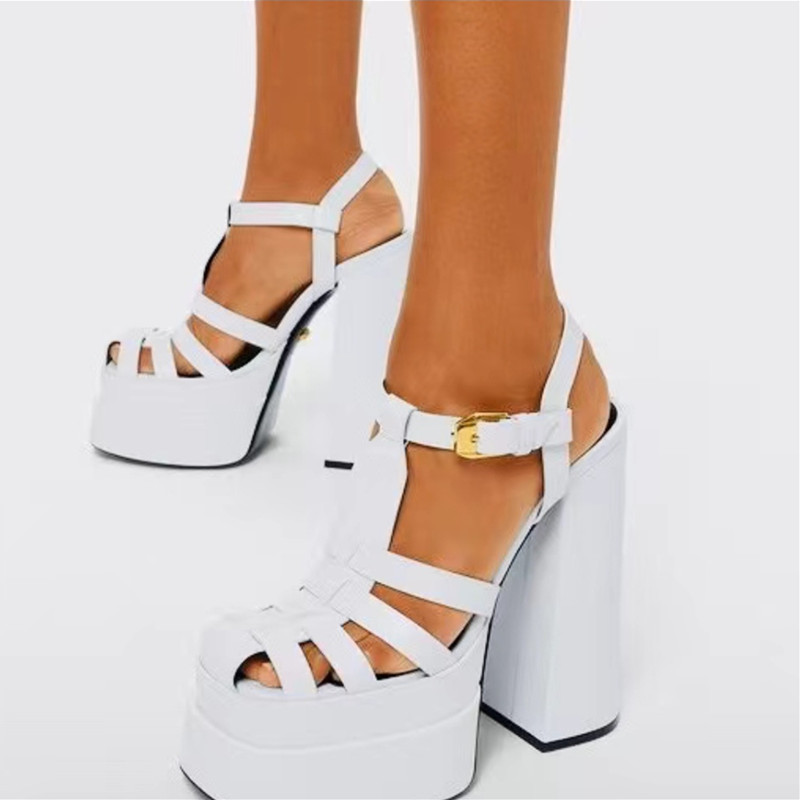 BUSY GIRL QT1001 2022 Summer new women buckles roman thick high platform heels sandals high heels shoes for women