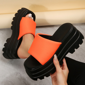 BUSY GIRL YM4609 slippers for women wedge sandals 2023 custom slides chunky three platform heels ladies wedge slippers for women