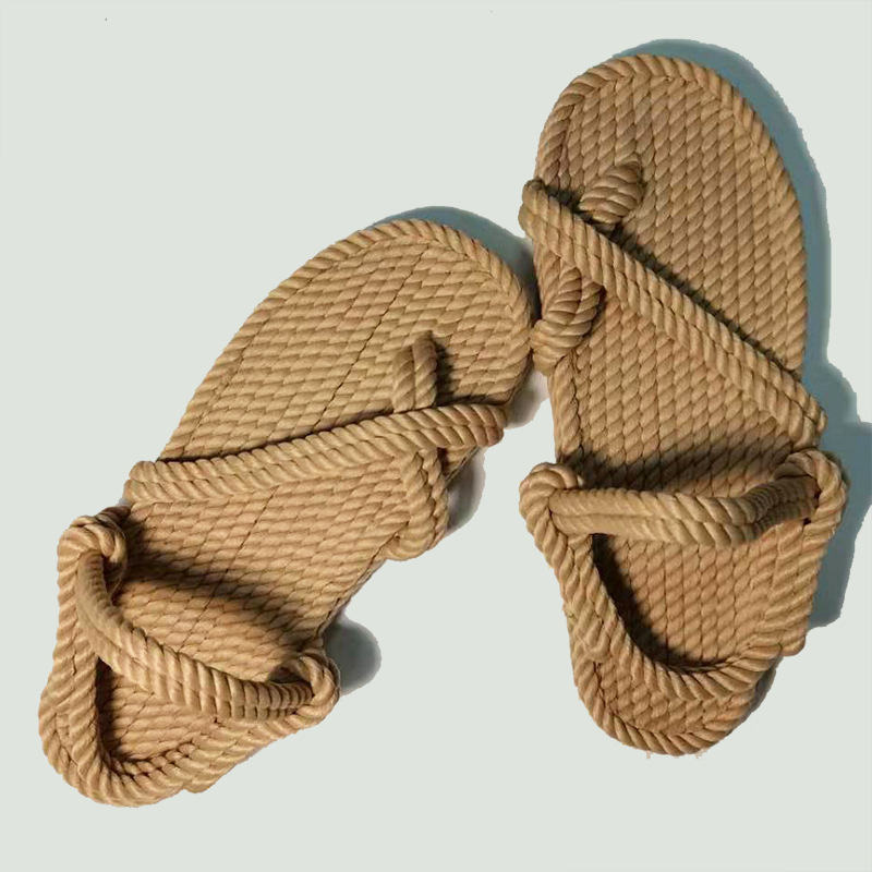 BUSY GIRL JH3005 Rope Sandals Summer Beach High Quality Women Shoes Nylon Handmade Weaving Large Size Rope Sandals