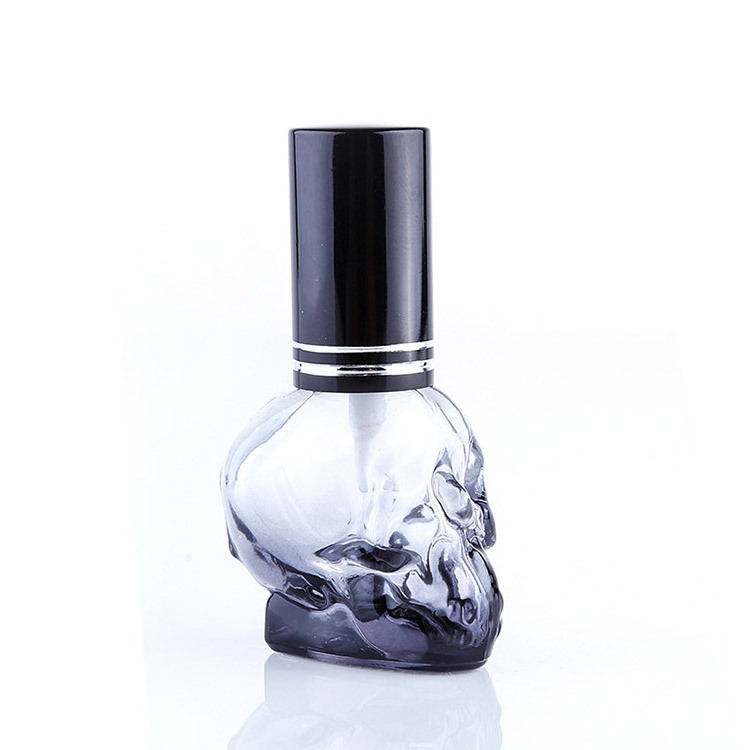 Skull like glass 8ml perfume glass skull bottle for essential oil spray colored nail polish glue thick bottom bottle with lid