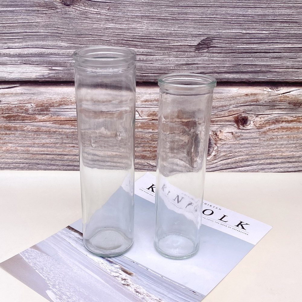 Recycled Tall Glass Candle Jars For Soy Wax Paraffin Large Clear Cylinder Empty Candle Holder For Candle making