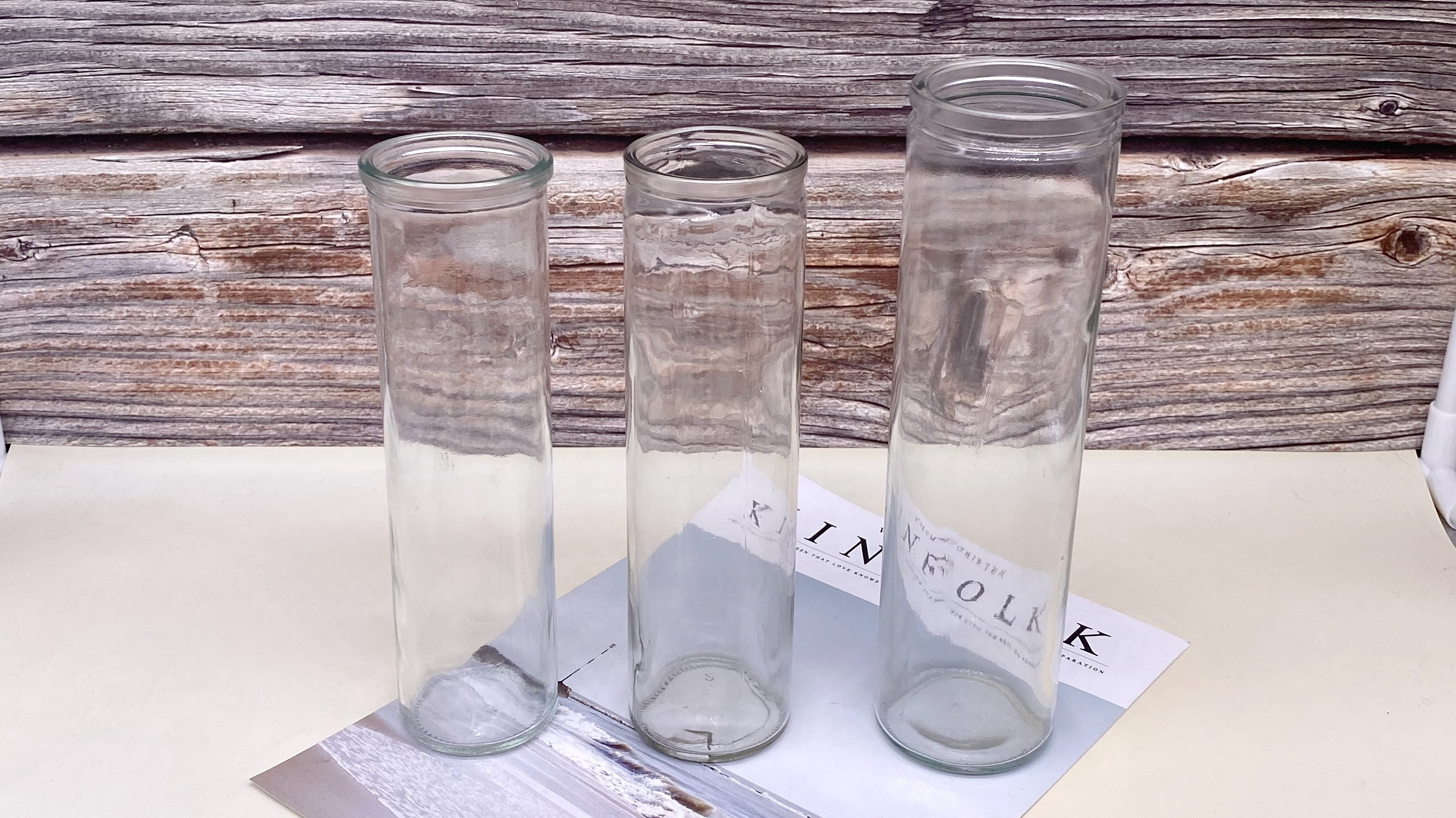 Recycled Tall Glass Candle Jars For Soy Wax Paraffin Large Clear Cylinder Empty Candle Holder For Candle making