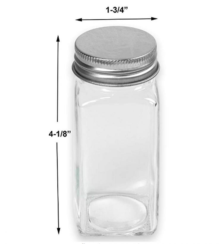 4 oz square  empty pepper &salt glass container with lid spice glass jar with stainless steel hole lid hot sale in amazon