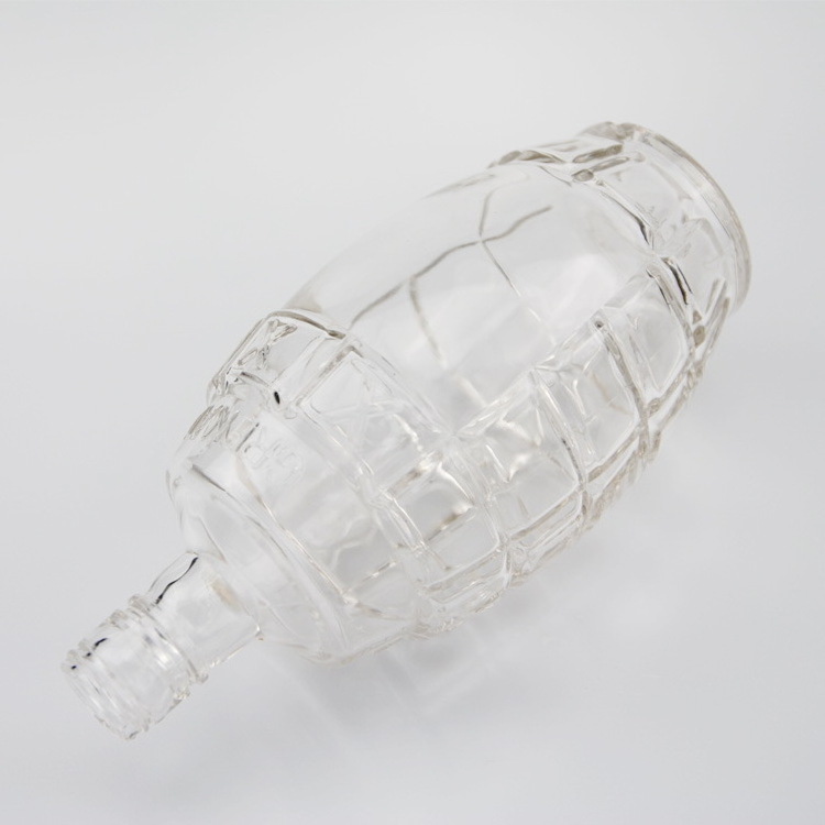 250ml  clear glass liquor bottle with hand grenades shape screw lid,  customized design bottles for drinks