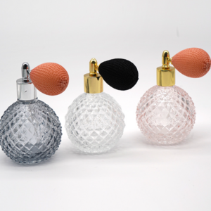 Empty Custom Perfume Bottles 30ml 100ml Ball Shape Luxury  Glass Pineapple Pattern Perfume Container With Gasbag Sprayer