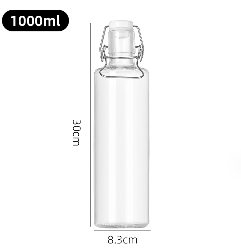 1000ml Clear Glass Bottle with Ceramic Cap and Swing Top Clip Lid 32oz Juice Wine Glass 600ml Glass Water Bottle for Food Use