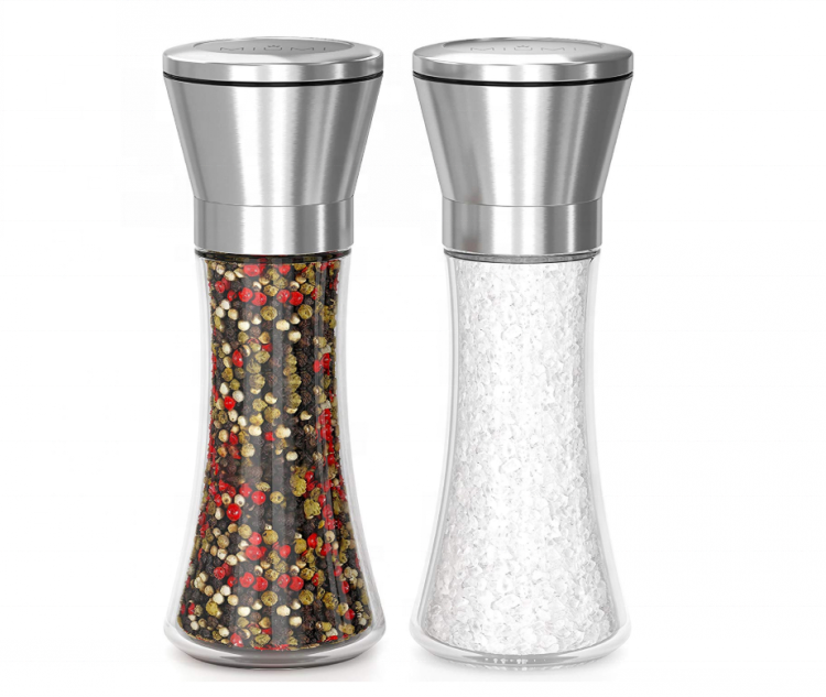 Wholesale empty spicy pepper &salt  grinder hand-operated pepper hand mills with glass container  180ml pepper mills