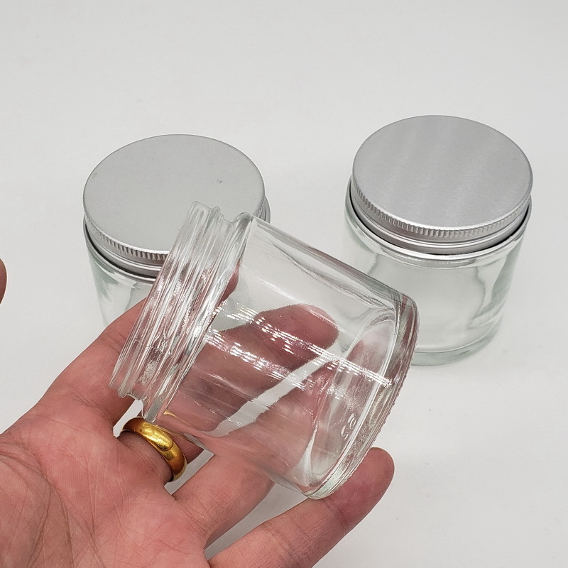 3 oz  empty clear glass honey  jars  cosmetic glass bottle with screw alum lid  for wholesale   100ml