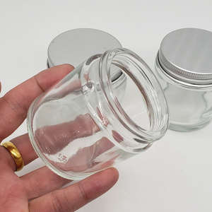 3 oz  empty clear glass honey  jars  cosmetic glass bottle with screw alum lid  for wholesale   100ml