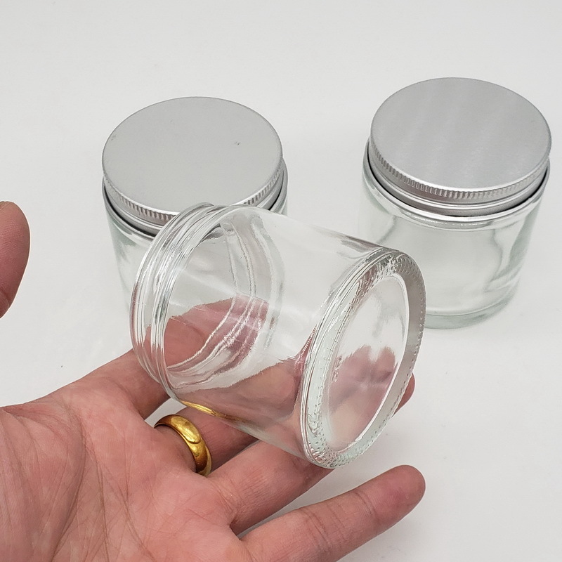 3 oz  empty clear glass honey  jars  cosmetic glass bottle with screw alum lid  for wholesale   100ml