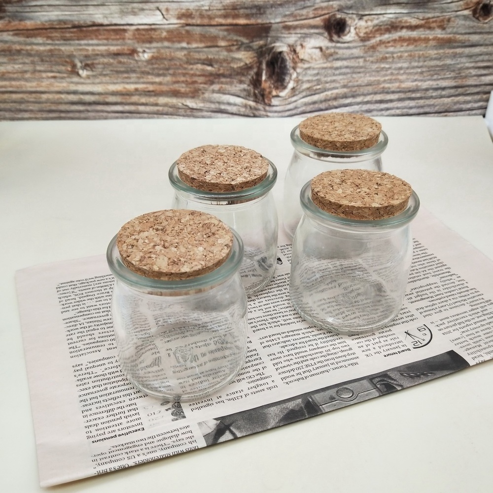 5oz 150ml  glass storage jar with wide mouth lid  wood cork for Costumes honey  spices mousse DIY and art on sale