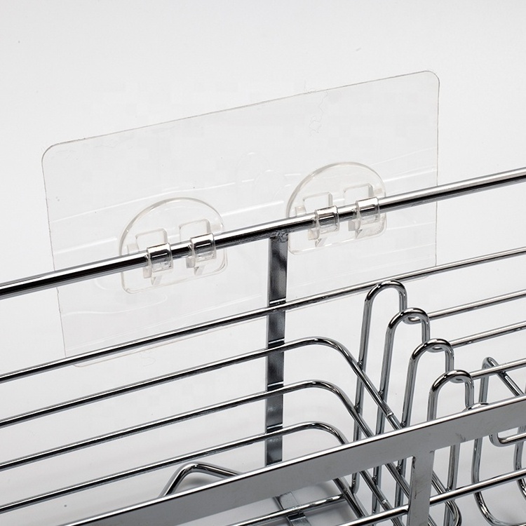 Heavy duty reusable clear double plastic self adhesive wall hooks for storage wire basket