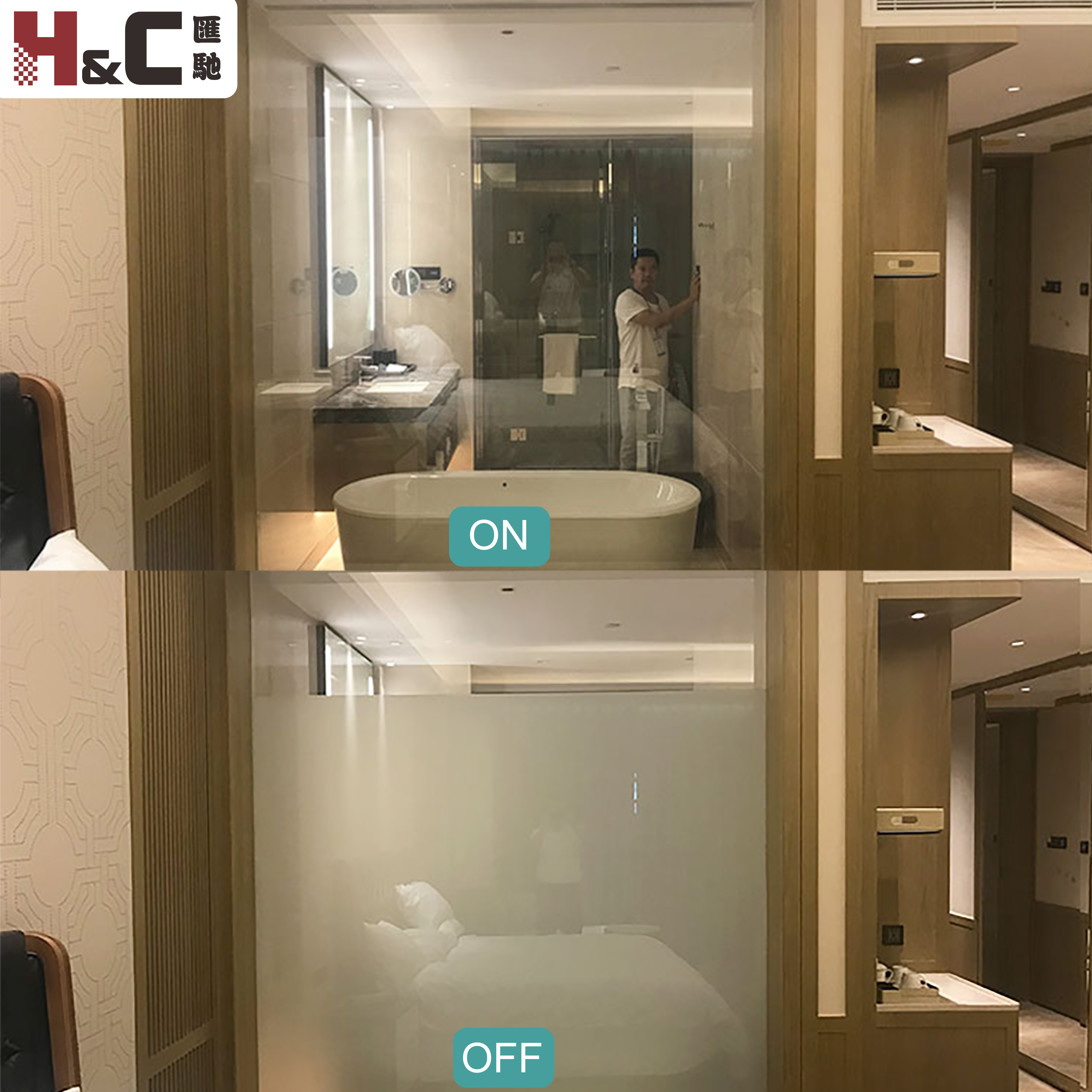 High Transparency Electrochromic Glass Privacy Price Electric Window Tint For Hotel Bathrooms