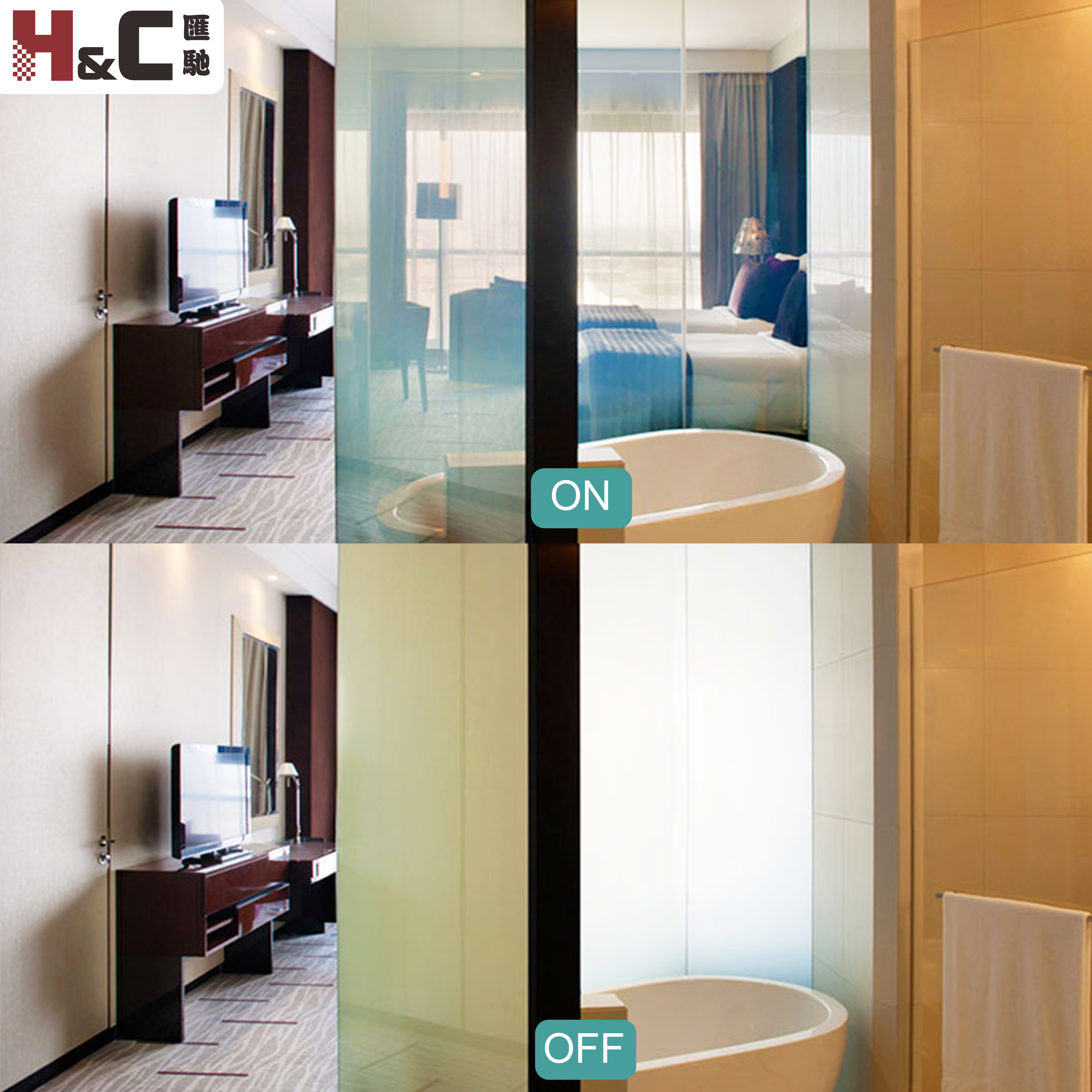 High Transparency Electrochromic Glass Privacy Price Electric Window Tint For Hotel Bathrooms