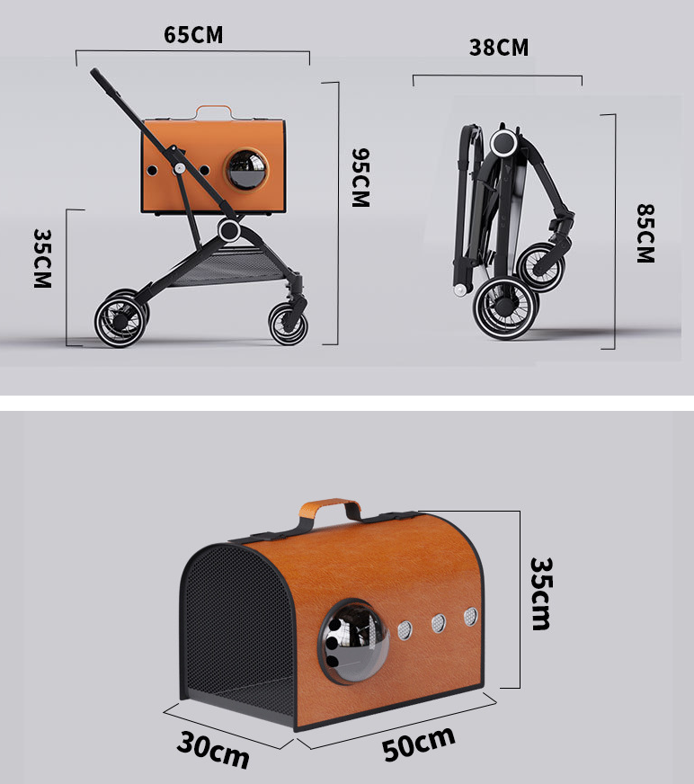 Pet stroller for outdoor travel, lightweight, foldable and detachable dog stroller for small and medium-sized dogs and cats