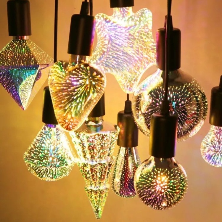 3D Creative Colourful Bar Lamp Decorative  Glass Light Bulbs Meteor Shower Lights E27 Led Lamp Bulb