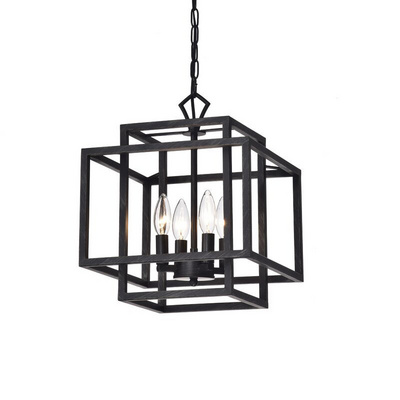 Farmhouse Chandelier, New Modern Drum Chandelier, 4-Light Geometric Farmhouse Light Fixture