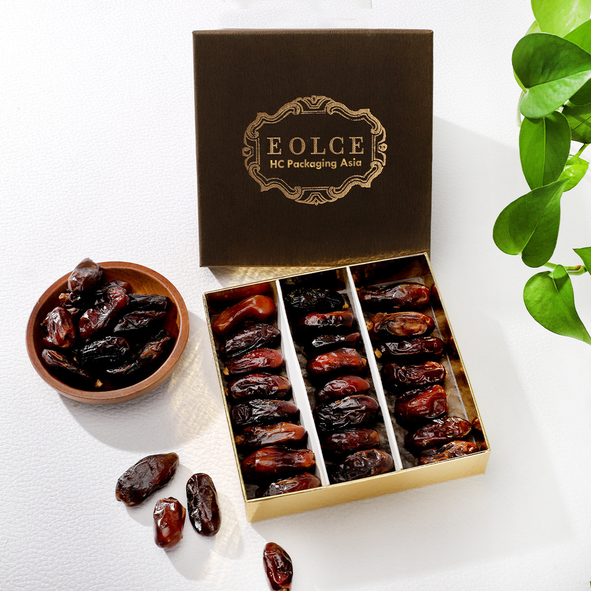 Recyclable Wholesale Arabic Ramadan Mubarak Palm Dates Gift Box Nut Dried Fruit Eid Biscuit Dessert Gift Medjool Dates Box