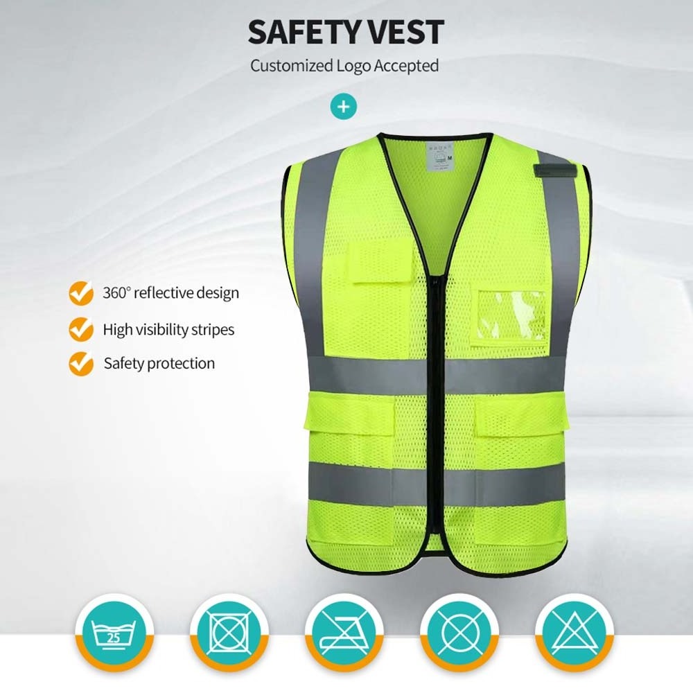 HCLITE  Hot Sale Construction Custom Security Green Safety Reflective Vests with Logo