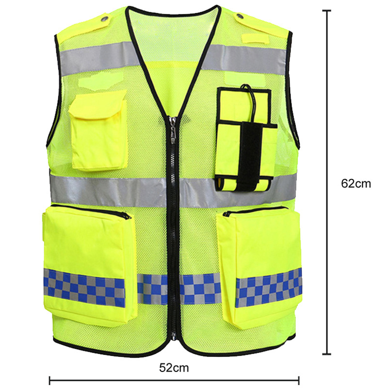 HCLITE Traffic Multiple Pockets Reflector Safety Security Vest Reflective