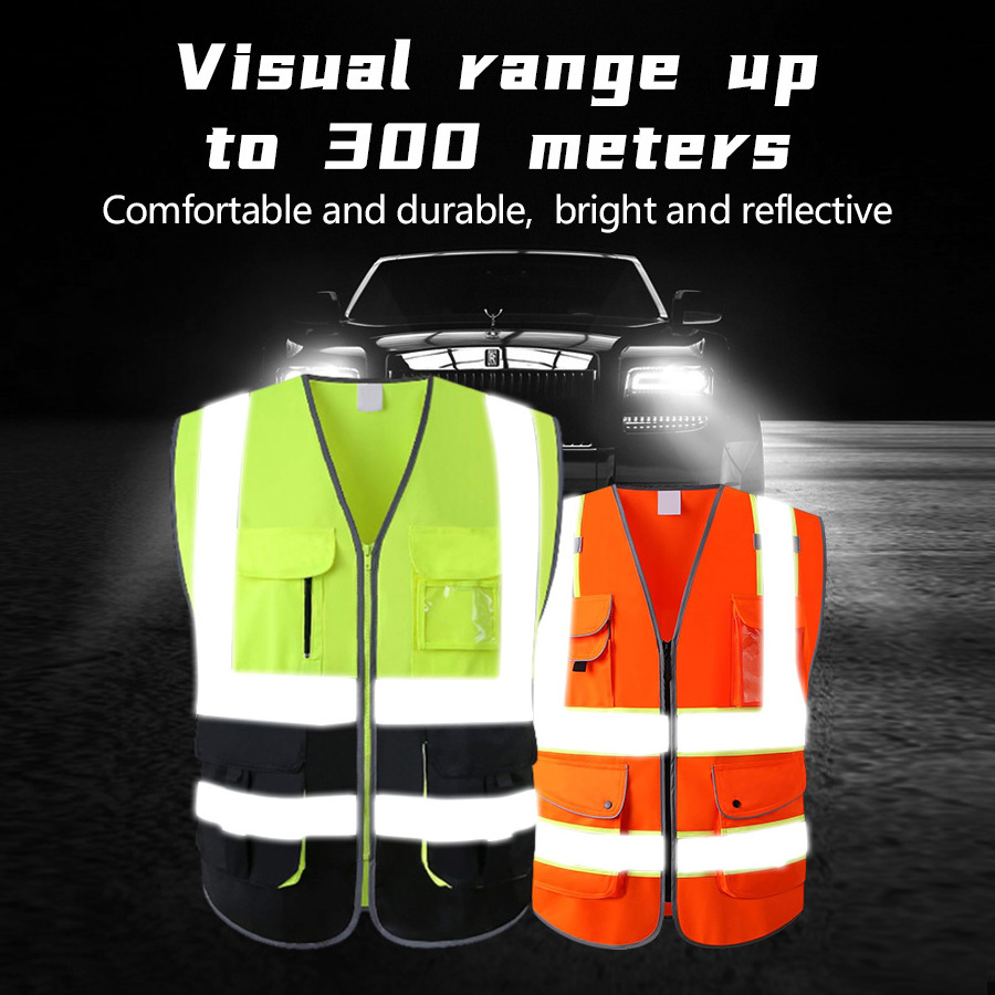 3m reflective vest High visibility with pockets and zippers for both men and women, compliant with ANSI/ISEA standards