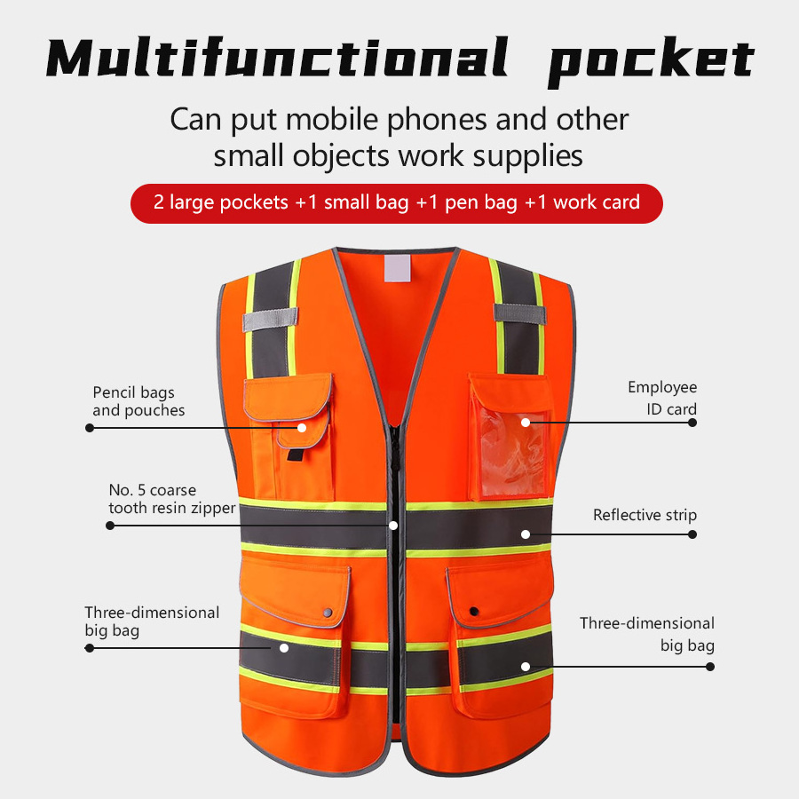 3m reflective vest High visibility with pockets and zippers for both men and women, compliant with ANSI/ISEA standards