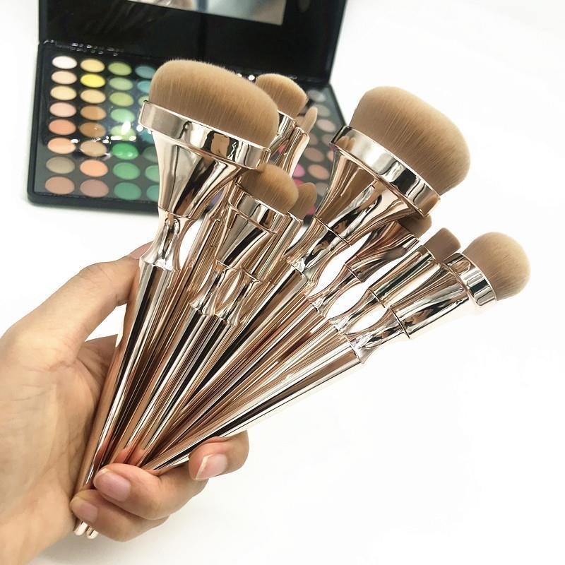 Toothbrush 9 pieces Foundation Contour brushes set Makeup brush Rose gold high end Maquiagem cosmetic tools ins popular brush