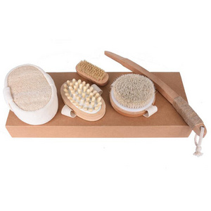 Bath Brush Set Shower Body Scrubber Massage Brush Back Bath Tool Natural Loofah Sponge Shower Foot Massage Tool Bath Brush Set