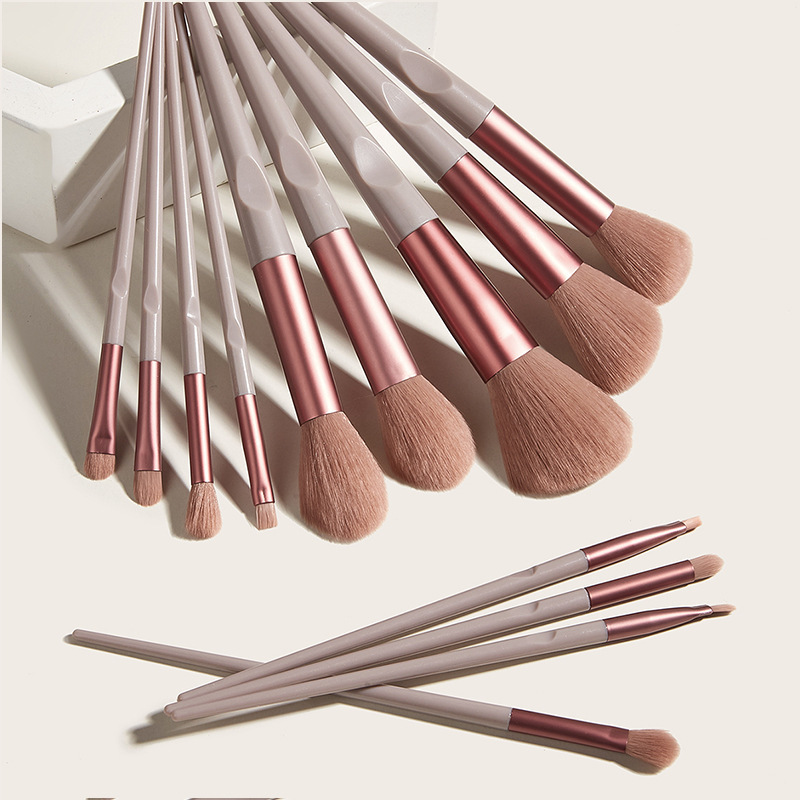 Wholesale Custom Logo 13 PCS Beauty Makeup Brush Set Light Grey Fingerprint 13 PCS Makeup Brush Quick Dry Makeup Brush Set