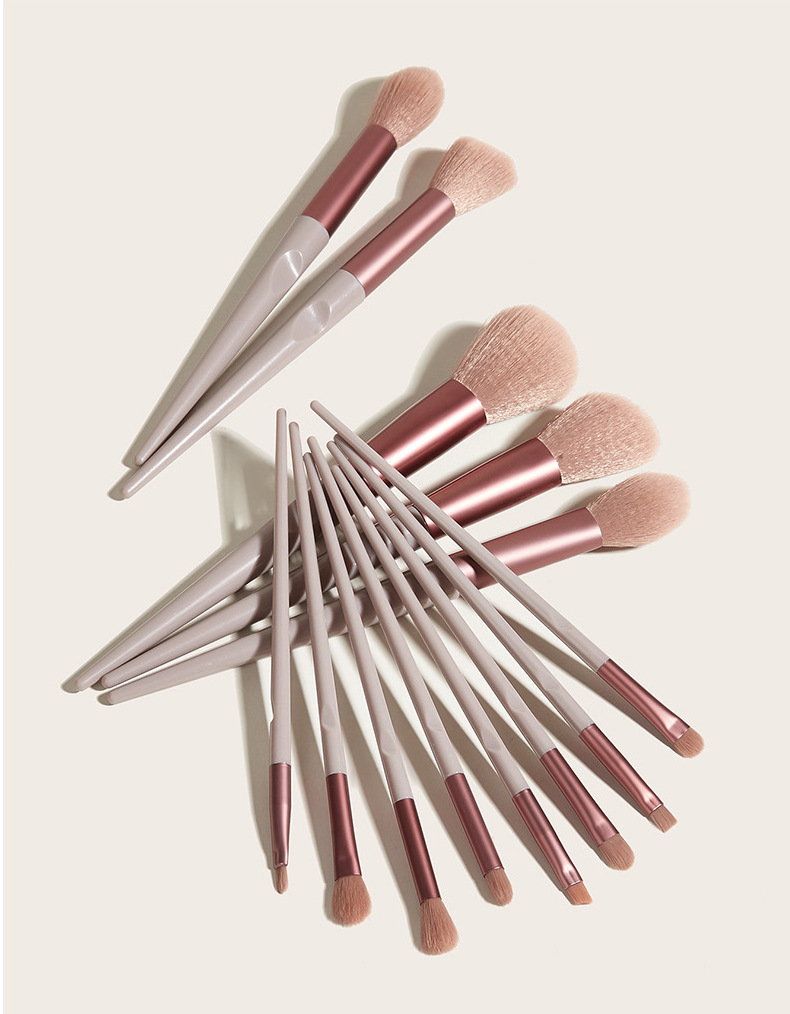 Wholesale Custom Logo 13 PCS Beauty Makeup Brush Set Light Grey Fingerprint 13 PCS Makeup Brush Quick Dry Makeup Brush Set